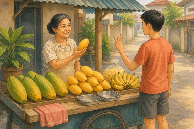 Thai street vendor with fruit