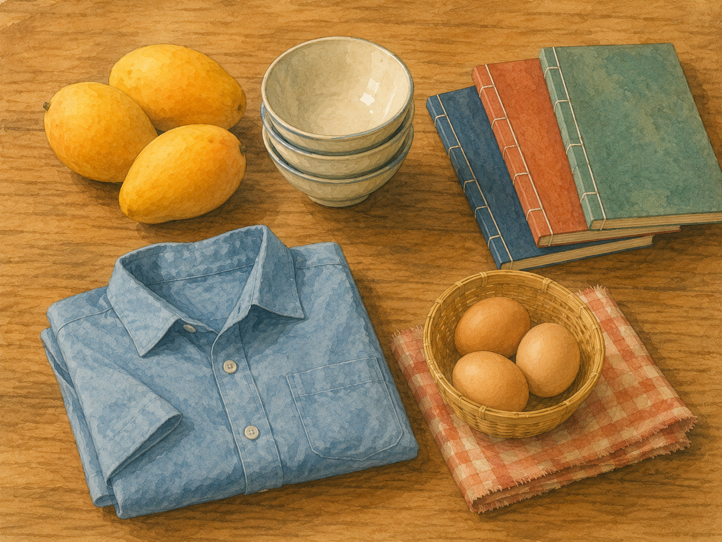Everyday objects illustrating Thai classifiers