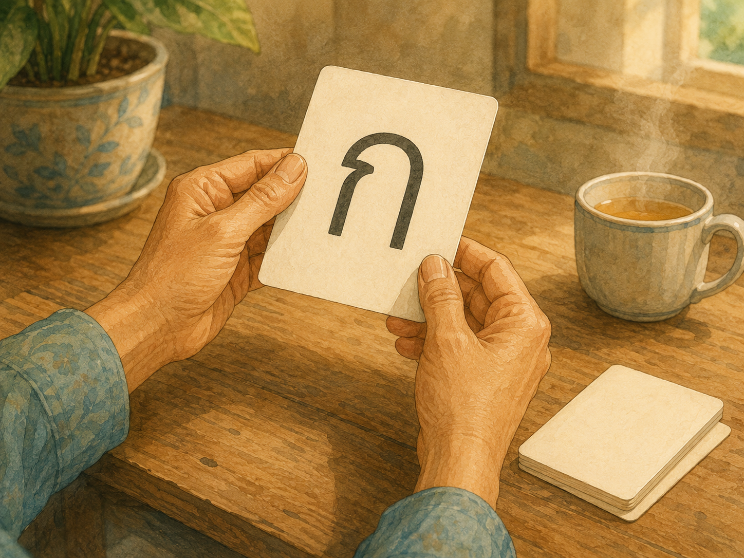 Flashcard for the Thai letter ก (ko kai)